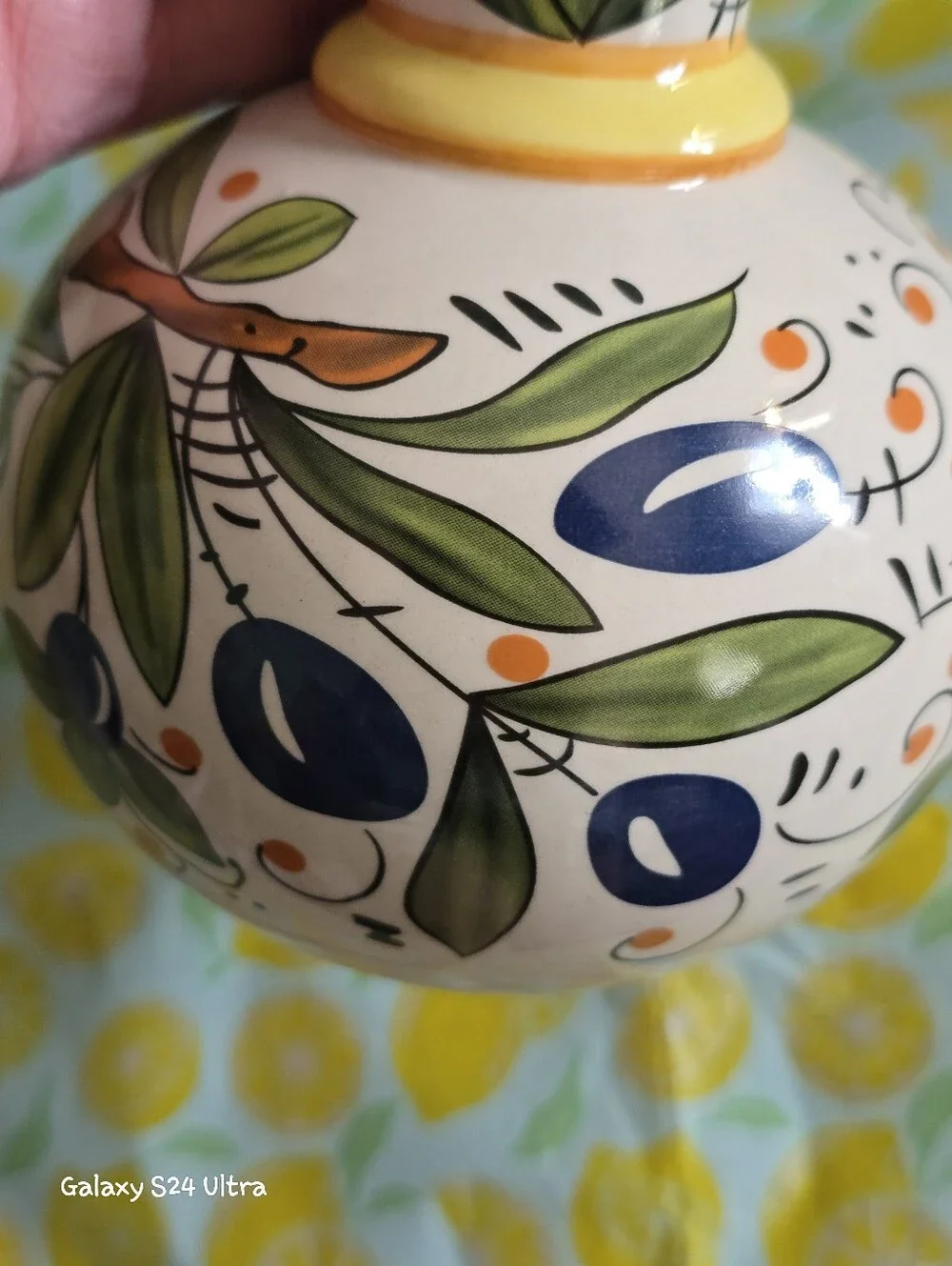 Beautiful Hand Painted Italian Decor Olive Oil Cruet Dispenser Bottle NEW